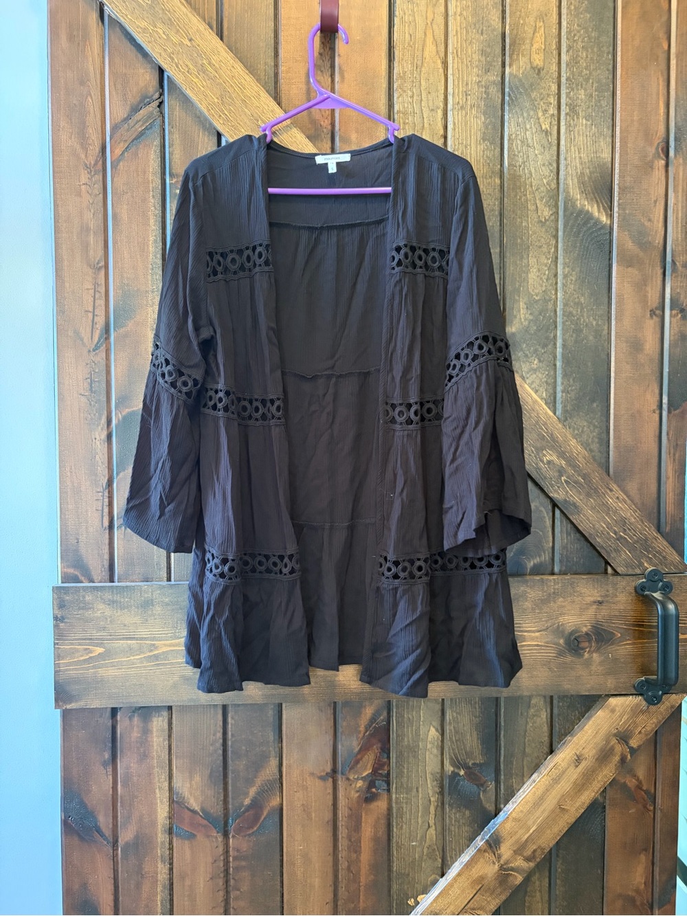 Maurices Black Textured open front top